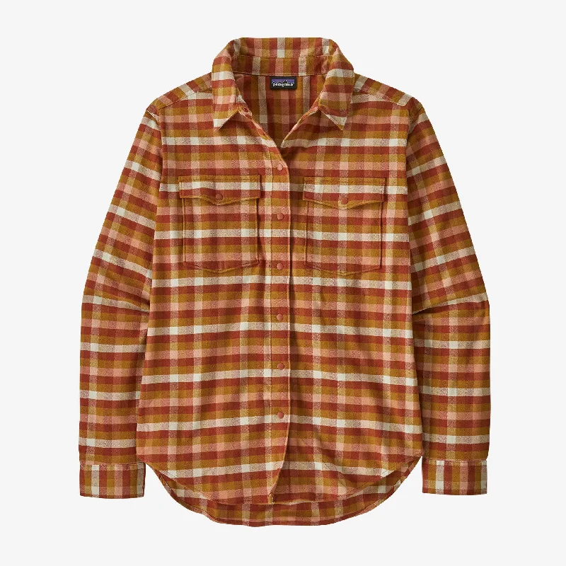 Patagonia Women's Canyonite Flannel Shirt - CAMP OUT BURNISHED RED Fashionable Trendy Casual