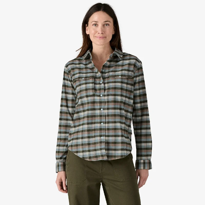 Patagonia Women's Canyonite Flannel Shirt - CAMP OUT PINE NEEDLE Silk Blend Satin Velvet