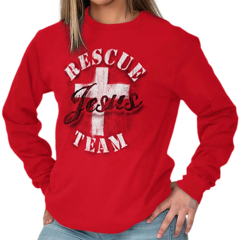 Rescue Team Long Sleeve T-Shirt Mesh Fabric Canvas Fabric Denim Fabric