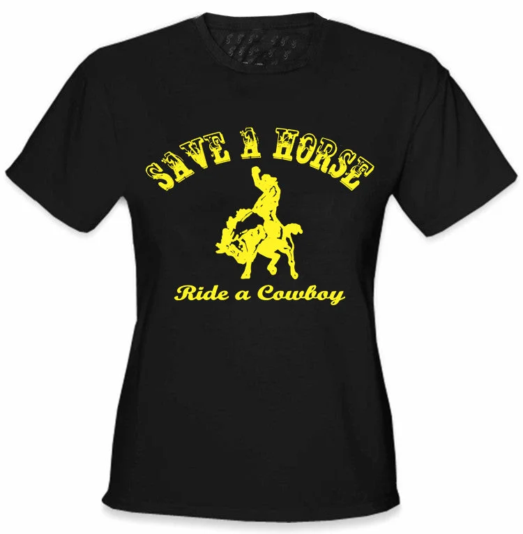 Ride A Cowboy Girls T-Shirt Hooded Caped Shawl Collar