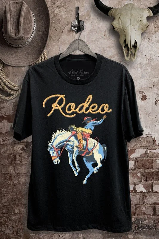 Ride Em Rodeo Jersey Tee Collared T-Shirt Boat Neck A-Line