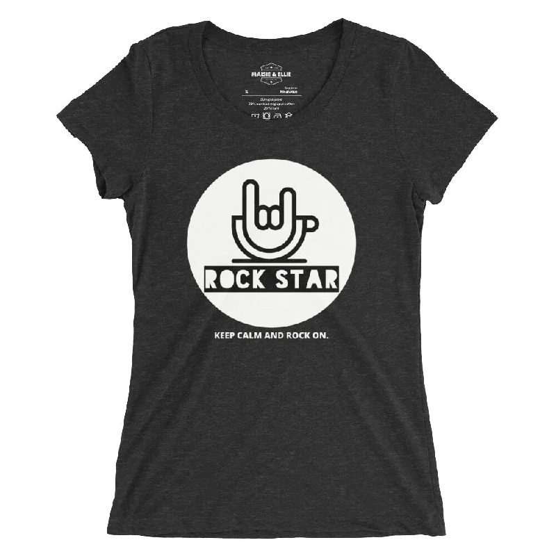 Rock+Reb£llion Rock Star Black Women's Tri-Blend Slim Fit T-Shirt Hooded Caped Shawl Collar