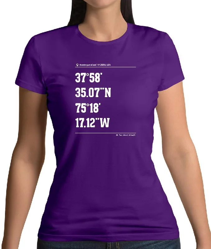 Surfing Coordinates Assateague Island Womens T-Shirt Lace Blend Ribbed Blend Corduroy Blend