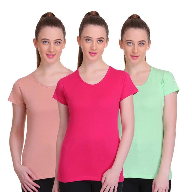 T.T. Womens T Shirt - Pack Of 3 Collared Crew Neck Turtle Neck