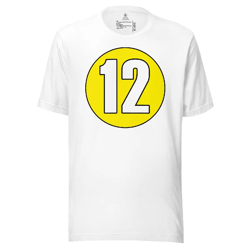 Unisex t-shirt: White on Yellow 12 Elegant Classic Vintage