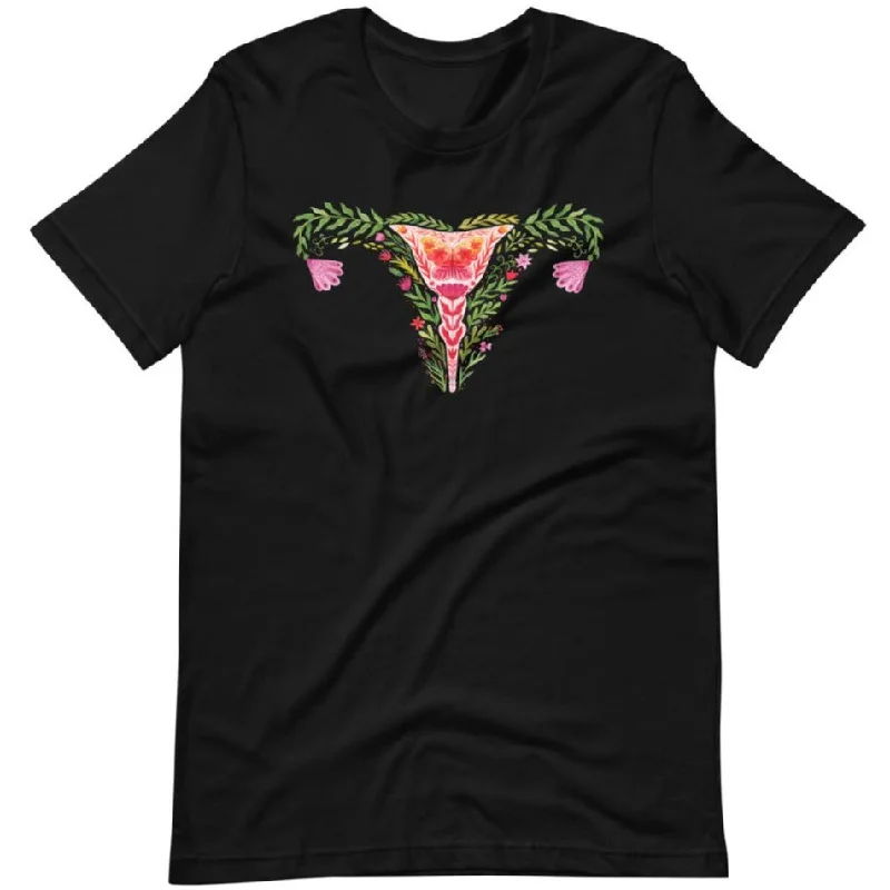 Uterus Watercolor Flowers -- Unisex T-Shirt Real Fur Shearling Chenille