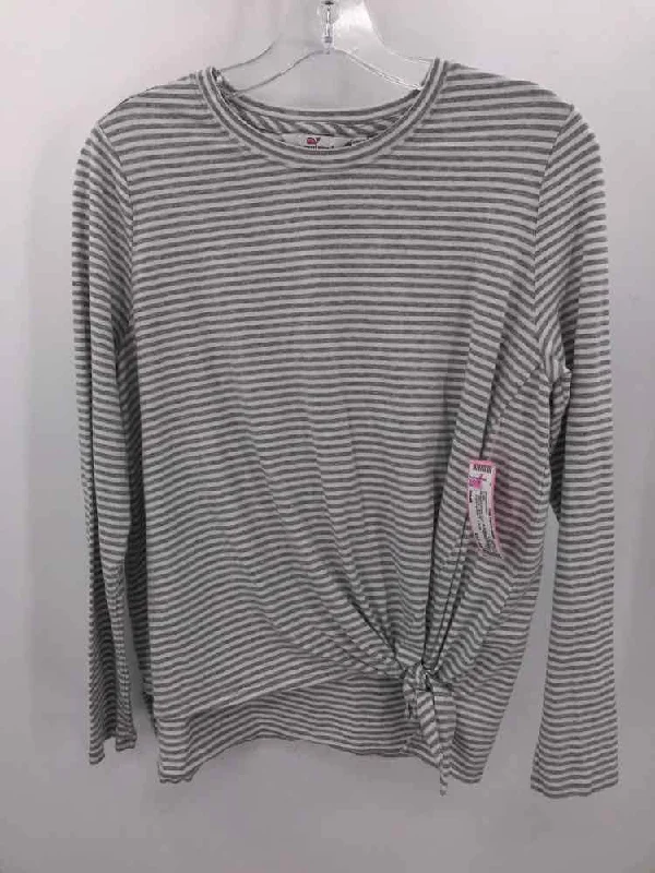 Pre-Owned Vineyard Vines Grey Size Small Stripe T-shirt Embroidered Appliqued Beaded