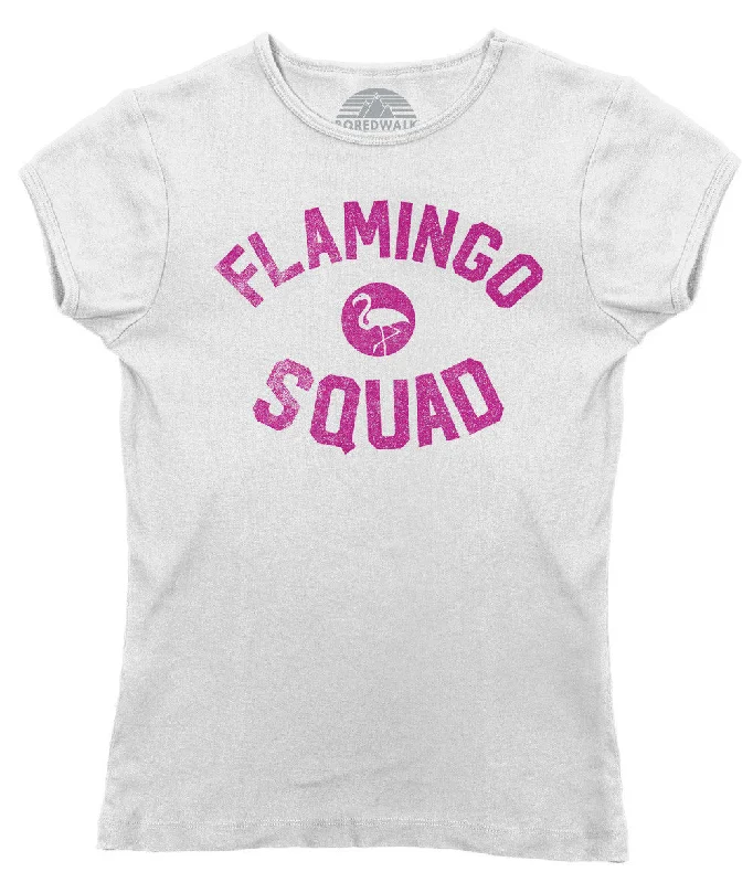 Women's Flamingo Squad T-Shirt Mesh Fabric Canvas Fabric Denim Fabric