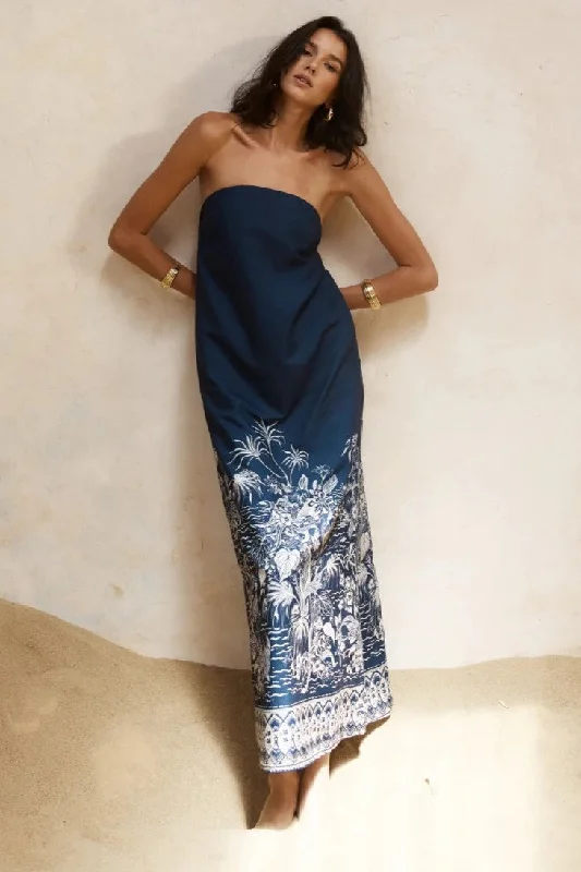 Belize Maxi Dress - Navy/Sand Stylish Longline Maxi Dress