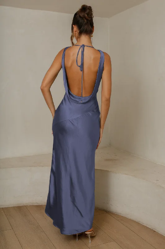 Cassandra Open Back Maxi Dress - Navy Elegant Sleeveless Maxi Dress