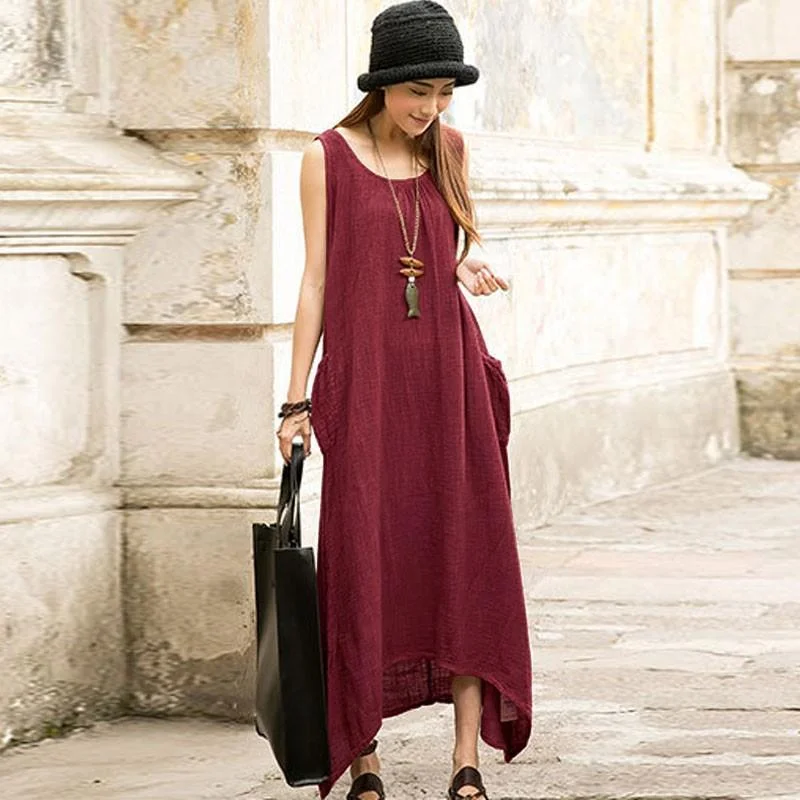 Casual Sleeveless Maxi Dress  | Zen Fashionable Asymmetrical Maxi Dress