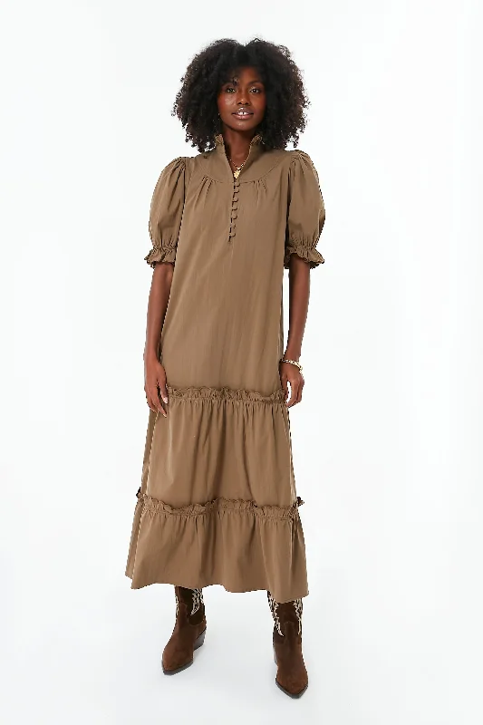 Chestnut Brown Selena Maxi Dress Cozy Maxi Dress with Slit