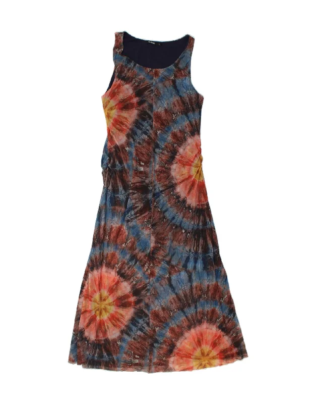 DESIGUAL Womens Maxi Dress UK 18 XL Multicoloured Tie Dye Fashionable Open-Back Maxi Dress