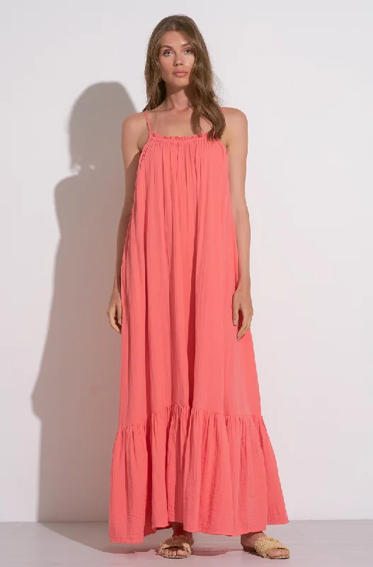 Elan Ruffle Maxi Dress Fashionable High-Low Maxi Dress