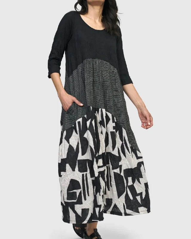 Inkjet Maxi Dress, Mono Cozy Longline Maxi Dress