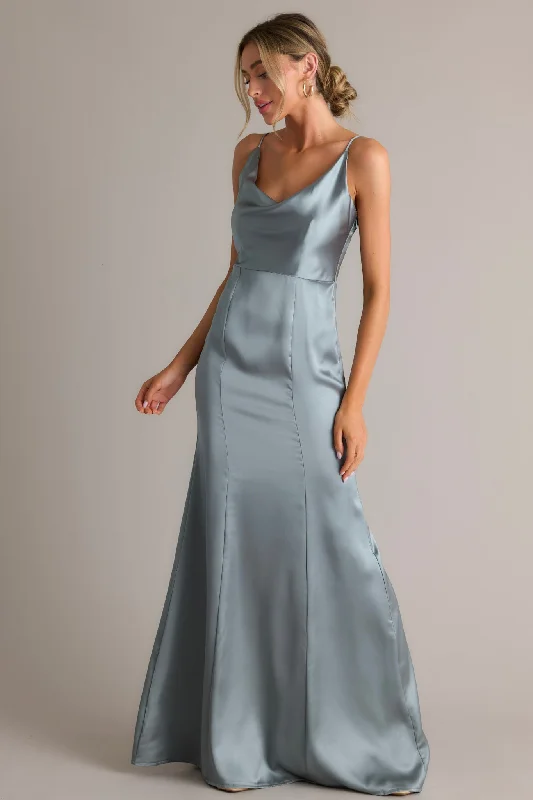 Inner Radiance Ash Blue Maxi Dress Fashionable High-Waist Maxi Dress