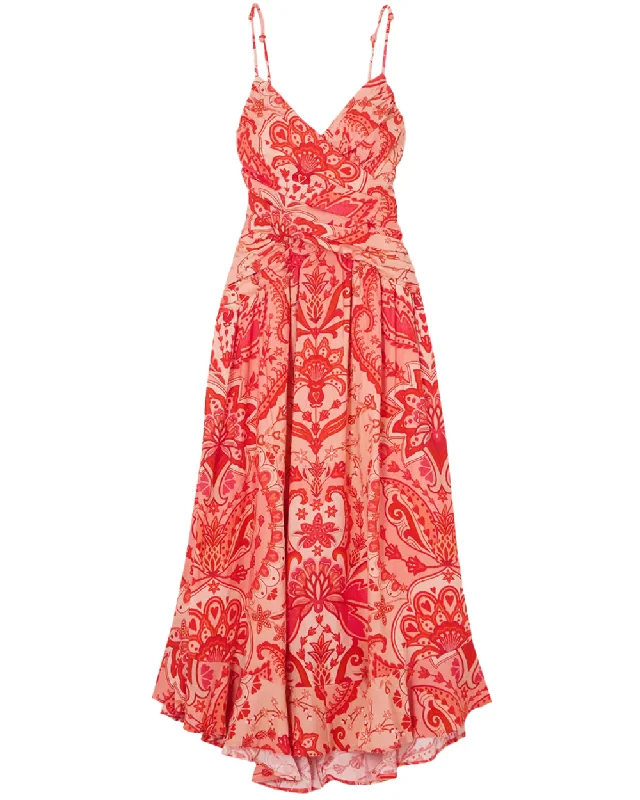 Japiur Red Cross Over Maxi Dress Chic Summer Floral Maxi Dress