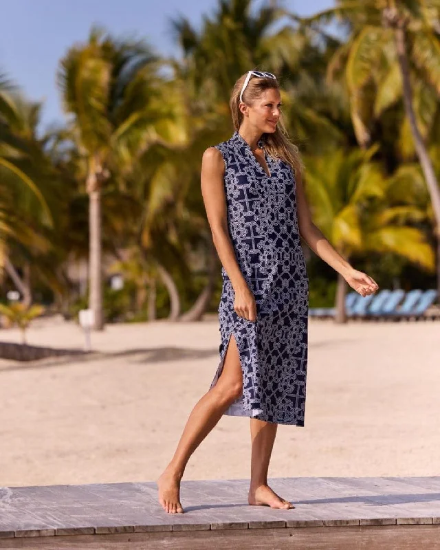 Jude Connally Kristen Maxi Dress - Lattice Ropes Navy Chic Boho Print Maxi Dress