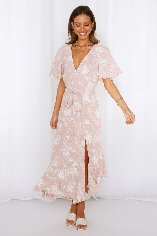 Kiyah Maxi Dress - Pink Elegant Wraparound Maxi Dress