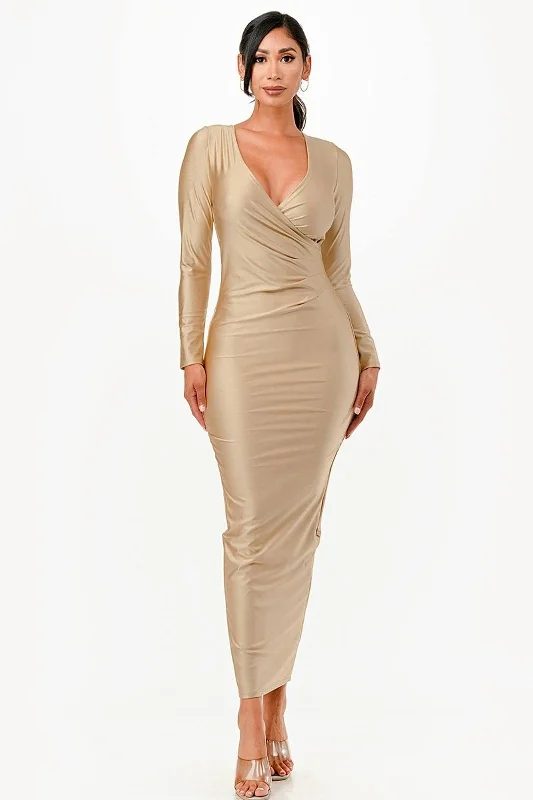 La Scala 26057 Long Sleeve Fitted Maxi Dress Trendy A-Line Maxi Dress