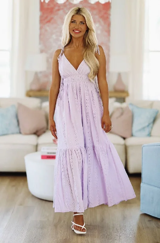 Likeable Lavender Maxi Dress - Light Purple Cozy Open-Back Maxi Dress