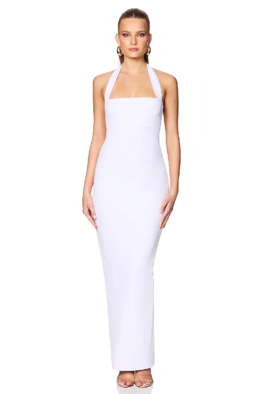 Nookie Boulevard Maxi Dress - White Comfortable Satin Maxi Dress