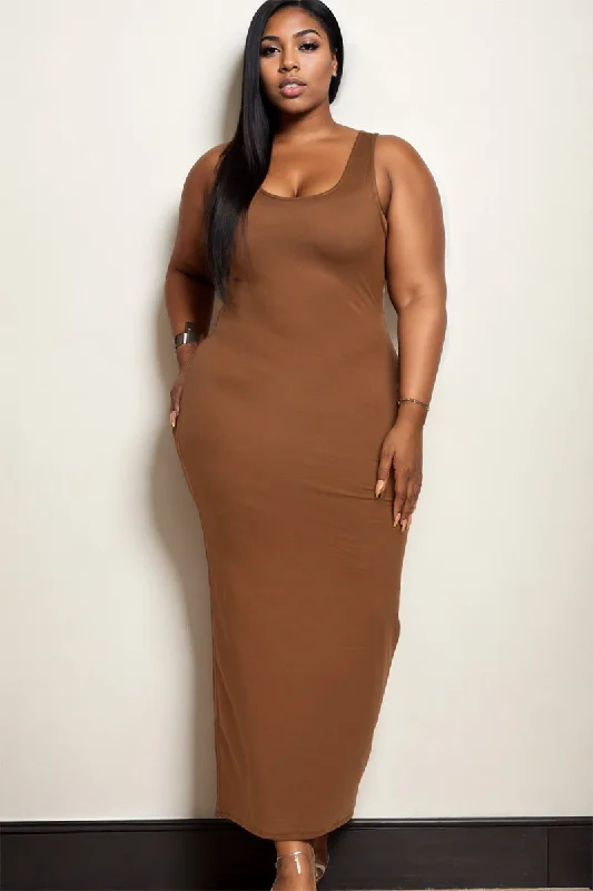 Plus Size Solid Basic Maxi Dress Cozy Longline Maxi Dress