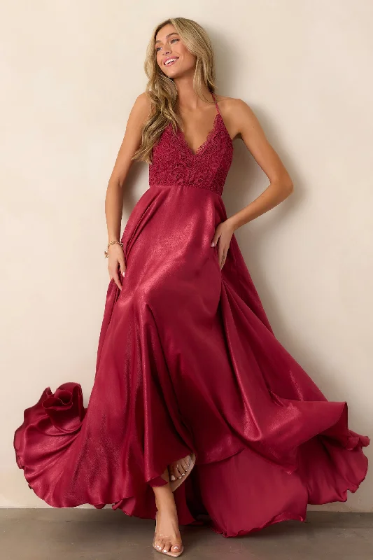 Presence Of Love Cranberry Maxi Dress Fashionable Chiffon Tiered Maxi Dress