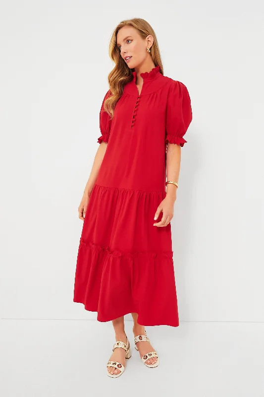 Red Selena Maxi Dress Trendy Satin Maxi Dress