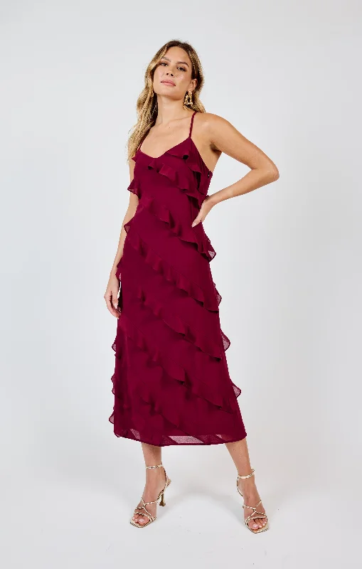 Sadie & Sage All Invited Ruffle Maxi Dress Trendy Fit-and-Flare Maxi Dress