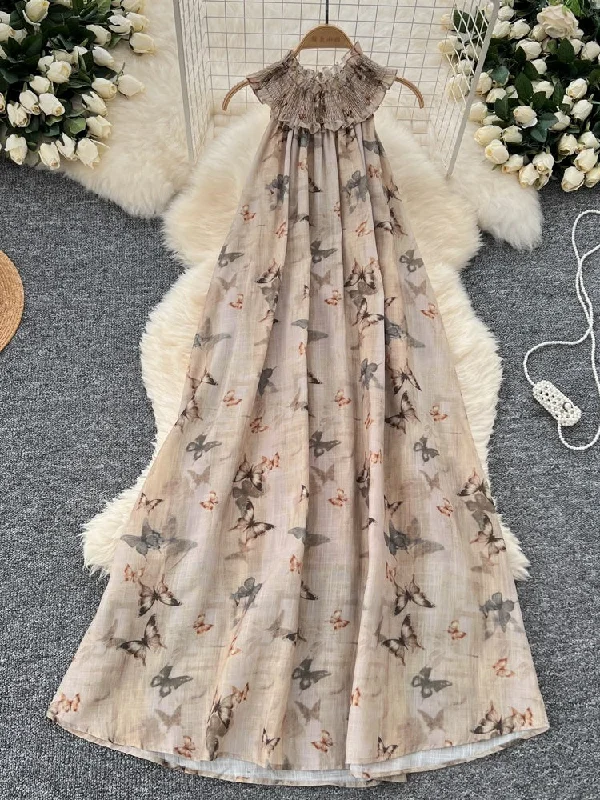 Serene Outings Graceful Butterfly Print Maxi Dress Elegant Boho Maxi Dress