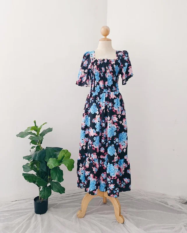 Smocked Maxi Dress Elegant Velvet Maxi Dress