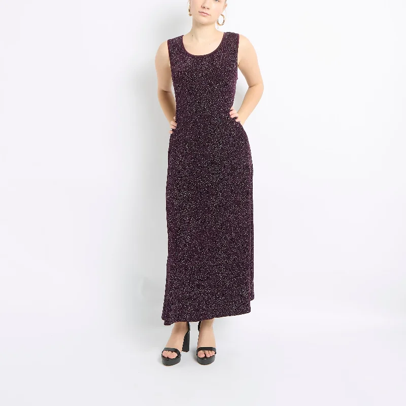 Sparkly Jersey Maxi Dress - UK 12 Trendy Fit-and-Flare Maxi Dress