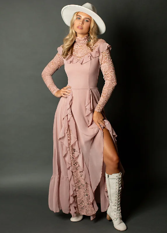 Sveta Maxi Dress in Nude Pink Cozy Knitted Maxi Dress