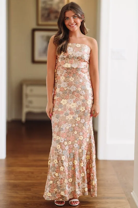 Think I'm in Love Maxi Dress - Rose Gold Casual Maxi Dress with Pockets