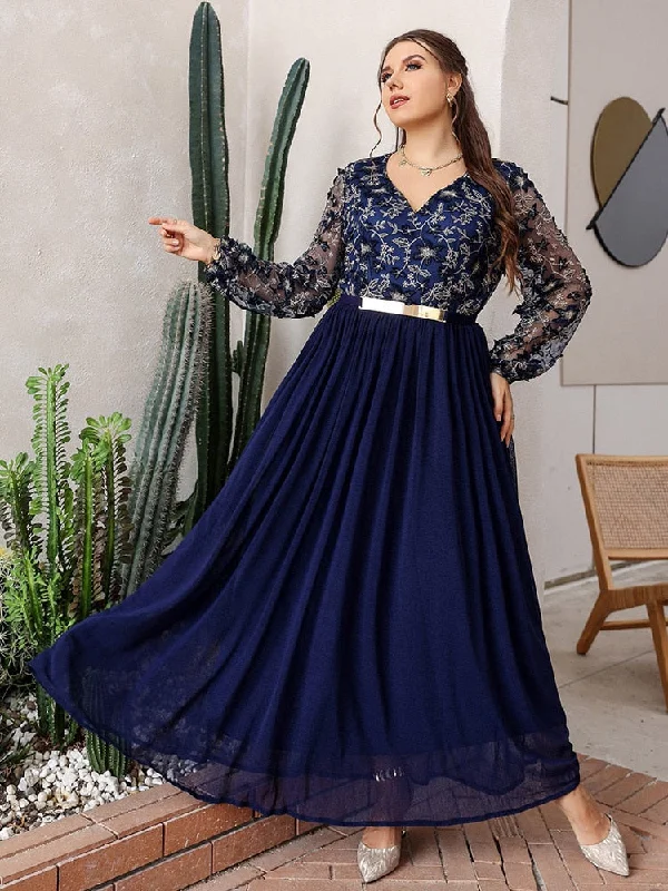 TOLEEN Plus Size Women Maxi Dress 2022 Luxury Chic Elegant Long Sleeve Embroidery Turkish African Evening Party Wedding Clothing Trendy Printed Maxi Dress