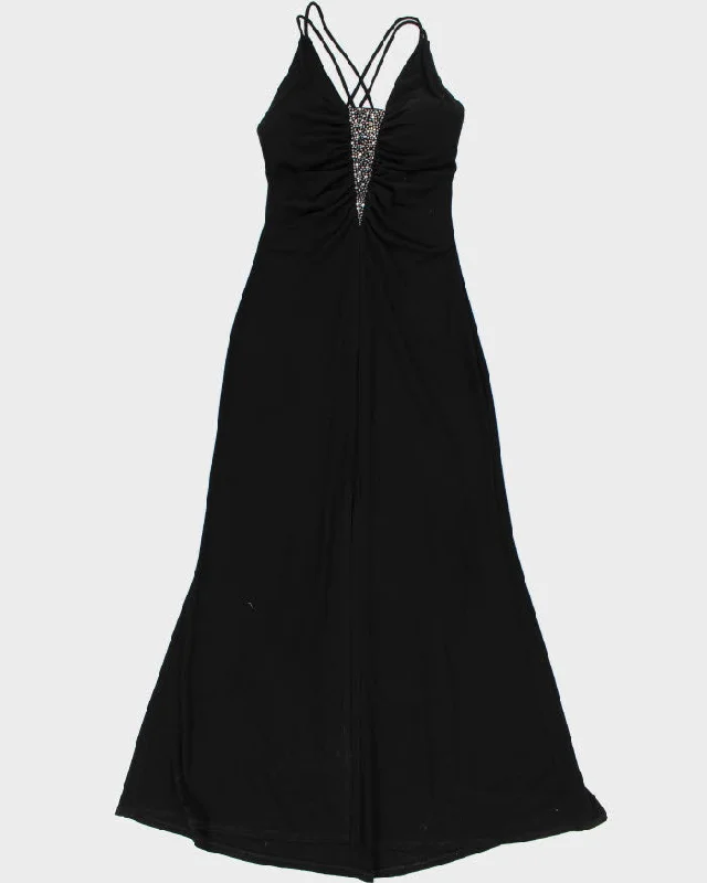 Y2k 00s Bellissima Black Maxi Dress - S Trendy Button Front Maxi Dress