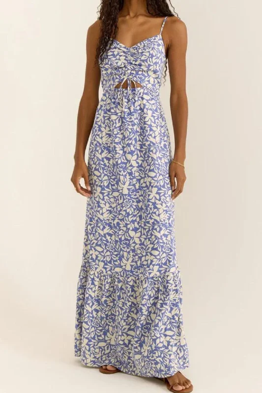 Z Supply: Winslet Shadow Reef Maxi Dress in Blue Wave Cozy Knitted Maxi Dress