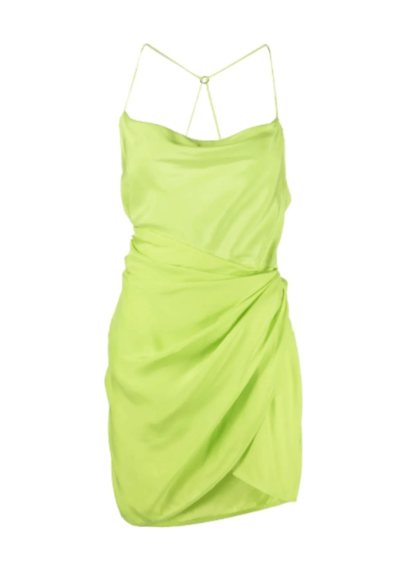 GREEN SHIROI SILK MINI DRESS Stylish Ruffle Mini Dress