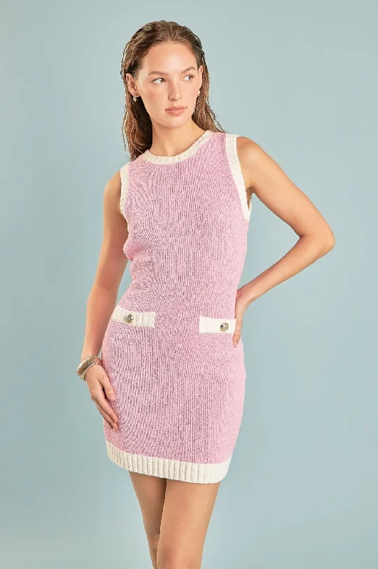 Endless Rose - Crochet Knit Mini Dress Elegant Mini Dress with Ruffles