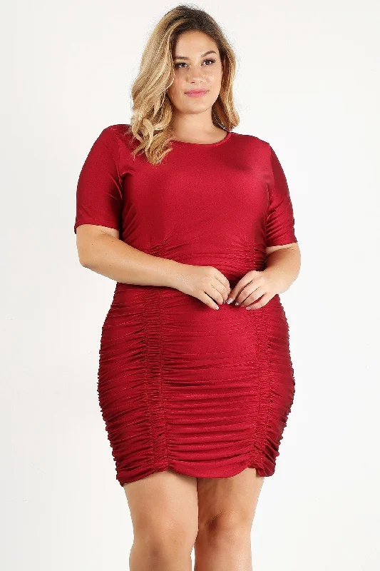 Ruby Plus Size Solid Bodycon Mini Dress Trendy Camisole Mini Dress