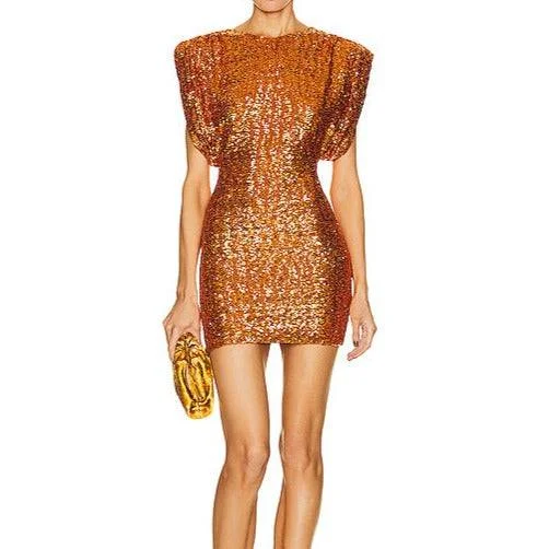 Vicki Crewneck Short-Sleeved Sequined Mini Dress Cozy Wraparound Mini Dress