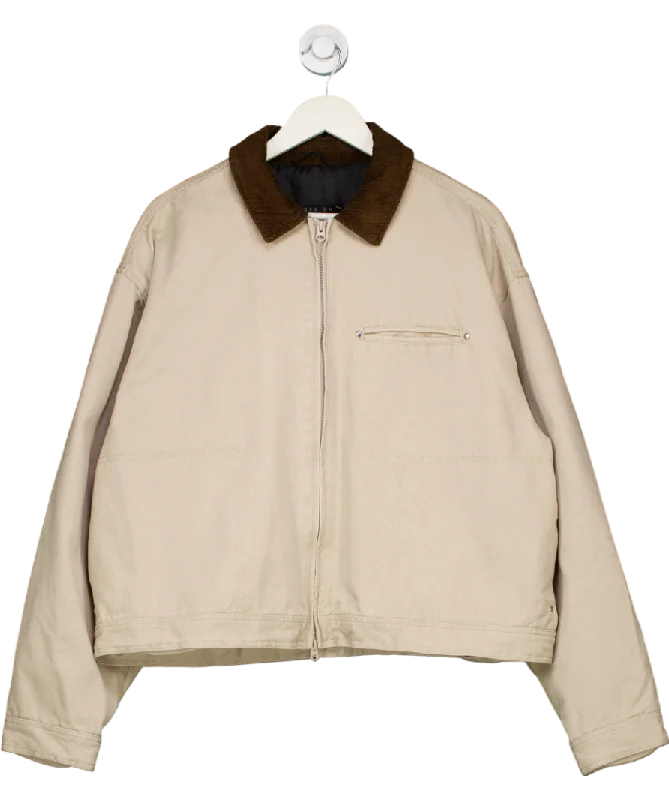 ASOS Beige Contrast Bomber Jacket UK M Cotton Jacket Linen Jacket Terry Jacket