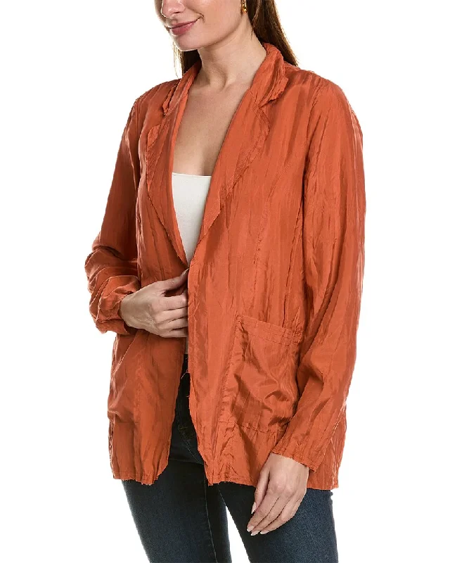 Go> By Gosilk Go Crinkle Cut Silk Jacket Collared Jacket Crew Neck Jacket Turtle Neck Jacket