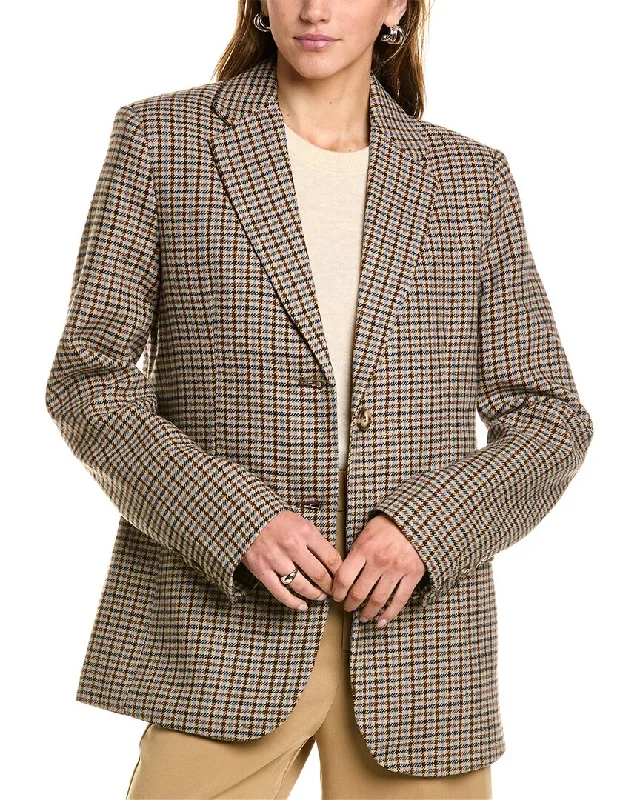 Sophie Rue Oxford Wool-Blend Suit Jacket Faux Fur Jacket Real Fur Jacket Shearling Jacket