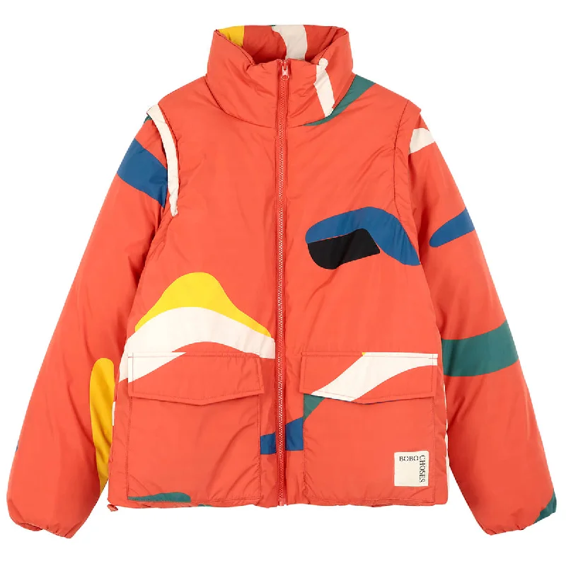 Brushstrokes Puffer Jacket by Bobo Choses Womenswear Herringbone Jacket Houndstooth Jacket Plaid Jacket