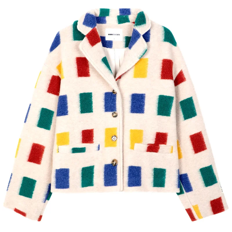 Colour Game Jacket by Bobo Choses Womenswear Notch Collar Jacket Peter Pan Collar Jacket Cowl Neck Jacket