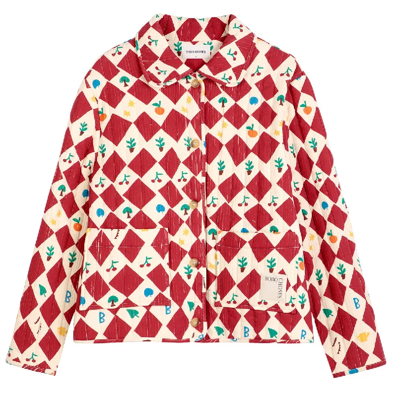 Harlequin Quilted Cropped Jacket by Bobo Choses Womenswear Trench Coat Raincoat Waterproof Jacket