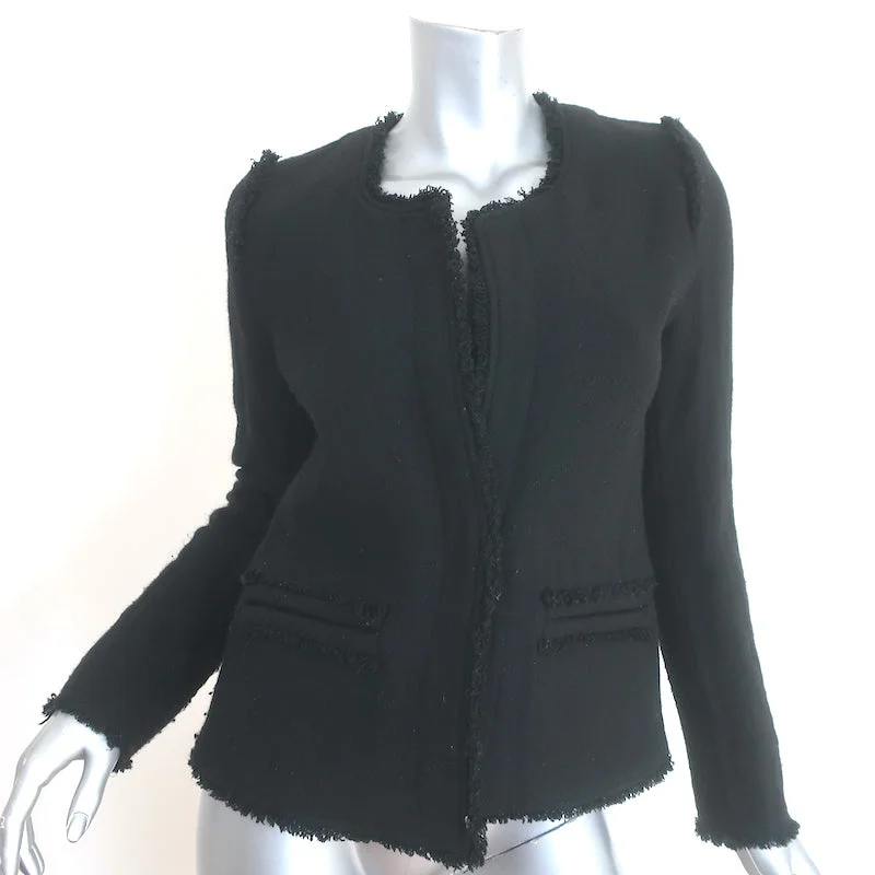 IRO Anglet Frayed Tweed Jacket Black Wool-Blend Size 38 Jacket Blazer Coat