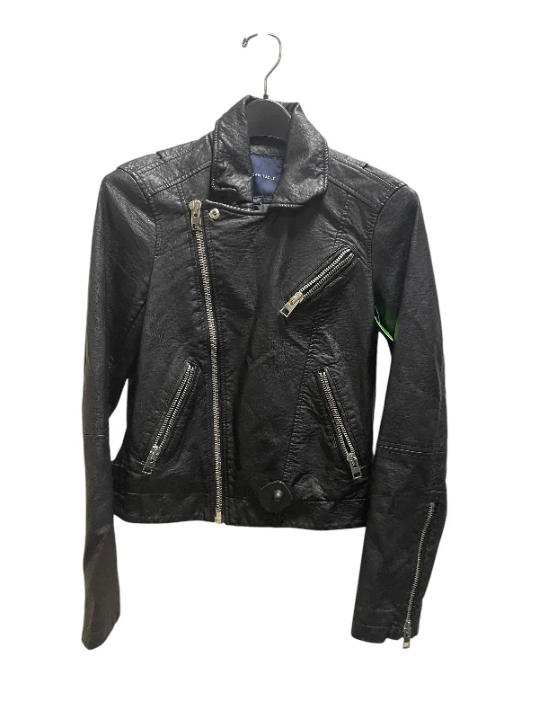 Jacket Leather By American Eagle In Black, Size: S Toggled Jacket Drawstring Jacket Belted Jacket